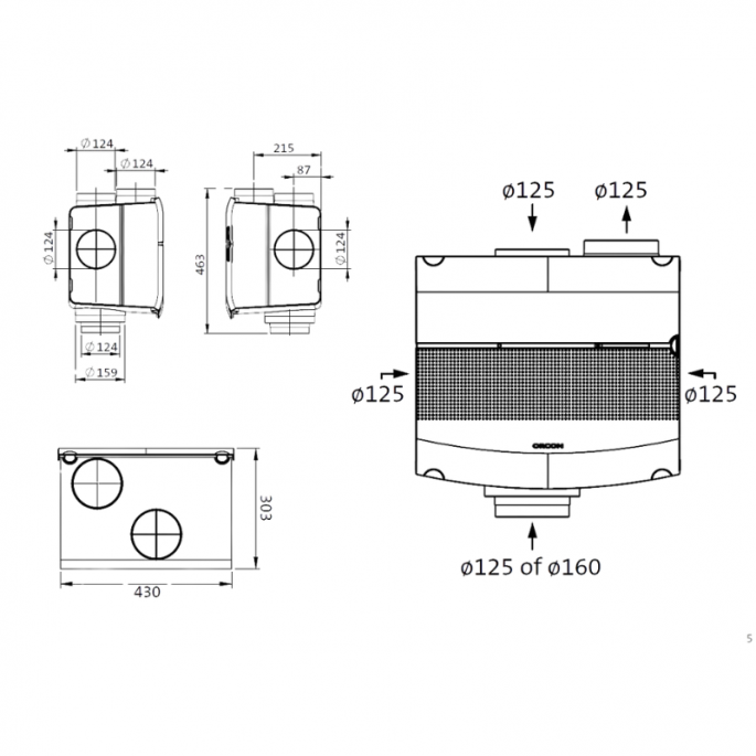 Orcon MVS-15P woonhuisventilator - 550 m3/h - perilex