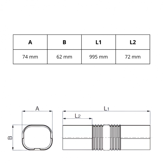 Airco flexibele goot - lengte 1000mm - Antraciet Airco flexibele goot - lengte 1000mm - Antraciet