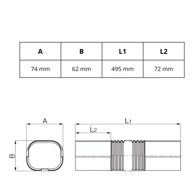 Airco flexibele goot - lengte 500mm - Antraciet Airco flexibele goot - lengte 500mm - Antraciet