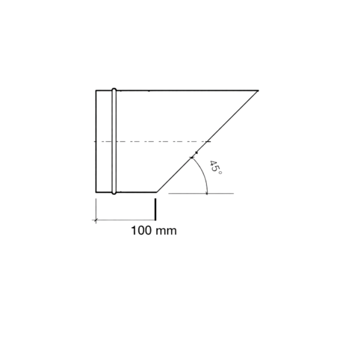 Uitblaasstuk | 45º diameter 180 mm | met gaas Uitblaasstuk | 45º diameter 180 mm | met gaas