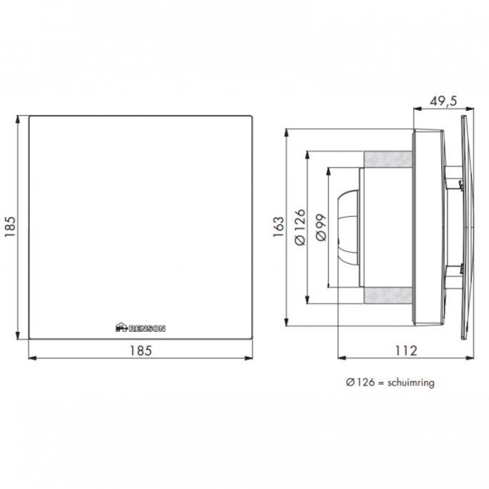 Renson Waves badkamer/toilet ventilator - app gestuurd - geur en vochtsensor - Ø 100/125mm