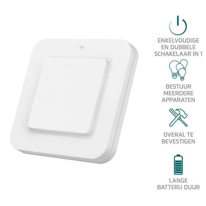 Draadloze wandschakelaar enkelvoudig/dubbel - opbouw - t.b.v. Pro-Remote Draadloze wandschakelaar enkelvoudig/dubbel - opbouw - t.b.v. Pro-Remote