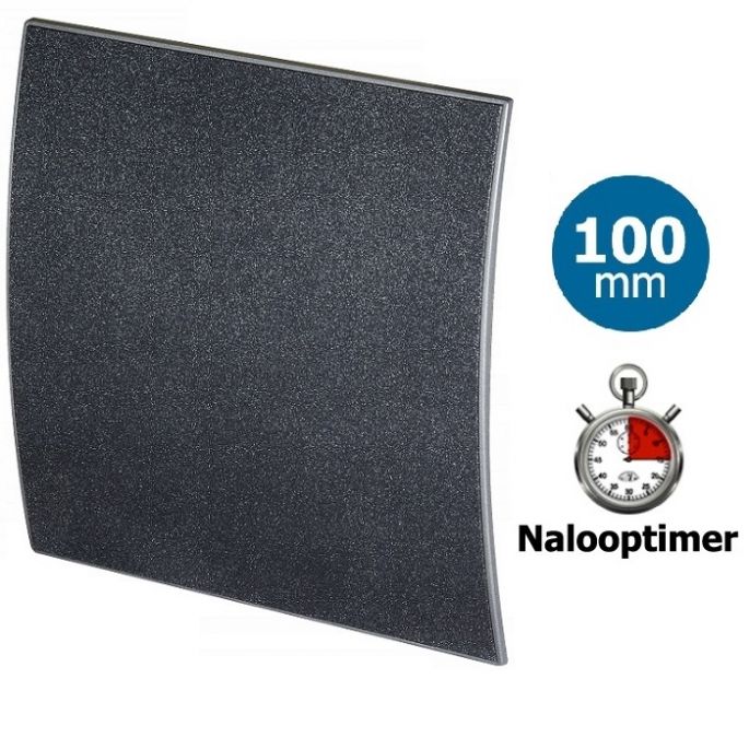Whisper Pro-Design badkamerventilator - Ø100mm - met nalooptimer - gebogen kunststof - grafiet deluxe