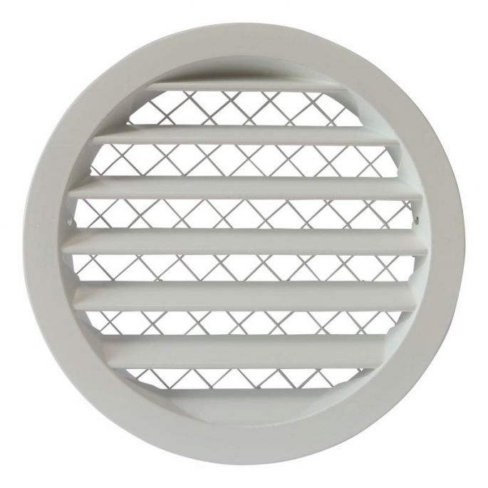 Rond buitenluchtrooster aluminium Ø 160mm - WIT- met grofmazig gaas - hoge doorlaat Rond buitenluchtrooster aluminium Ø 160mm - WIT- met grofmazig gaas - hoge doorlaat