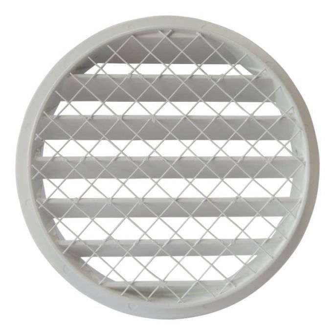 Rond buitenluchtrooster aluminium Ø 160mm - WIT- met grofmazig gaas - hoge doorlaat Rond buitenluchtrooster aluminium Ø 160mm - WIT- met grofmazig gaas - hoge doorlaat