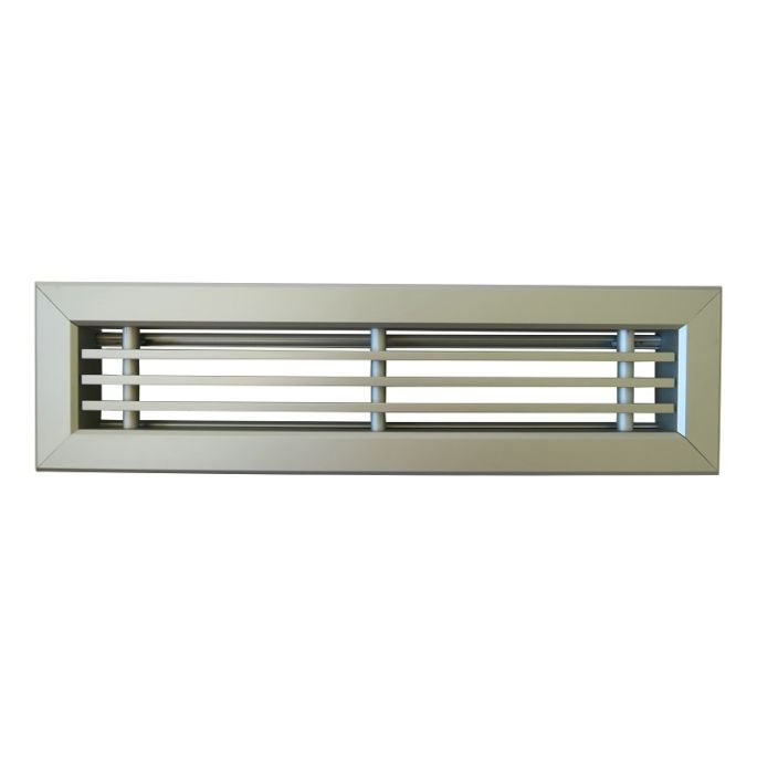 Vloerrooster DELUXE 300 x 54mm (past in Brink maat 305 x 57mm) met volumeregelklep - aluminium