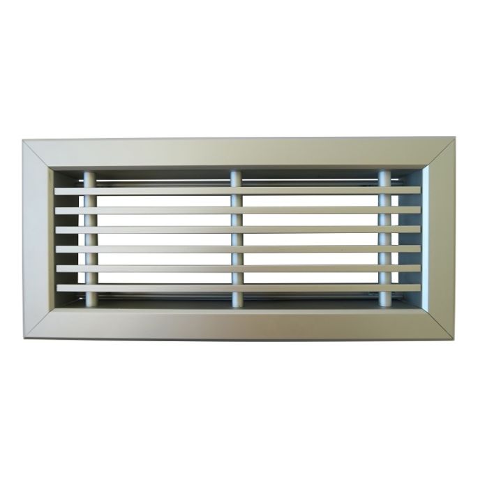 Vloerrooster DELUXE 250 x 100mm (past in Brink maat 254 x 102mm) met volumeregelklep - aluminium Vloerrooster DELUXE 250 x 100mm (past in Brink maat 254 x 102mm) met volumeregelklep - aluminium