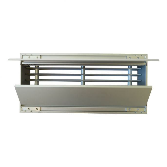 Vloerrooster DELUXE 250 x 100mm (past in Brink maat 254 x 102mm) met volumeregelklep - aluminium Vloerrooster DELUXE 250 x 100mm (past in Brink maat 254 x 102mm) met volumeregelklep - aluminium
