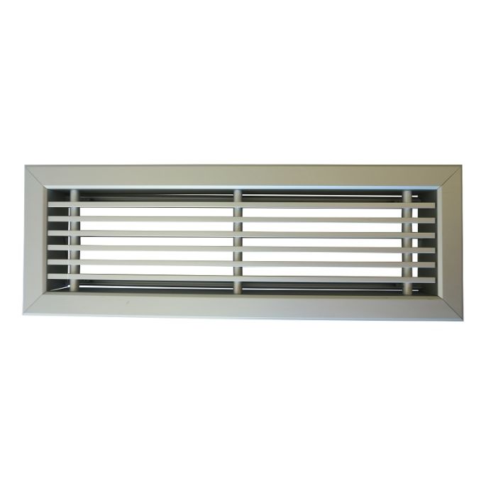 Vloerrooster DELUXE 350 x 100mm (past in Brink maat 356 x 102mm) met volumeregelklep - aluminium