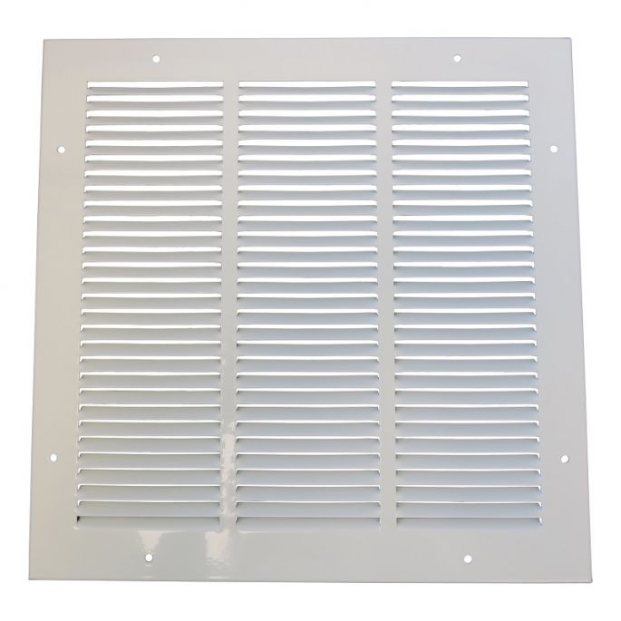 Retourrooster met vaste lamellen - staal - WIT RAL9010 - opbouw 350 x 350mm (1W-3535W)