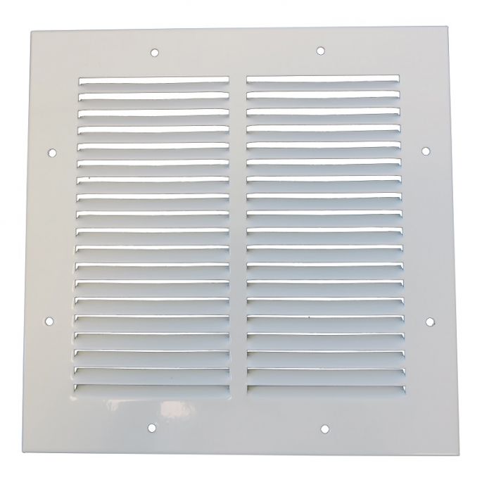 Retourrooster met vaste lamellen - staal - WIT RAL9010 - opbouw 250 x 250mm (1W-2525W)