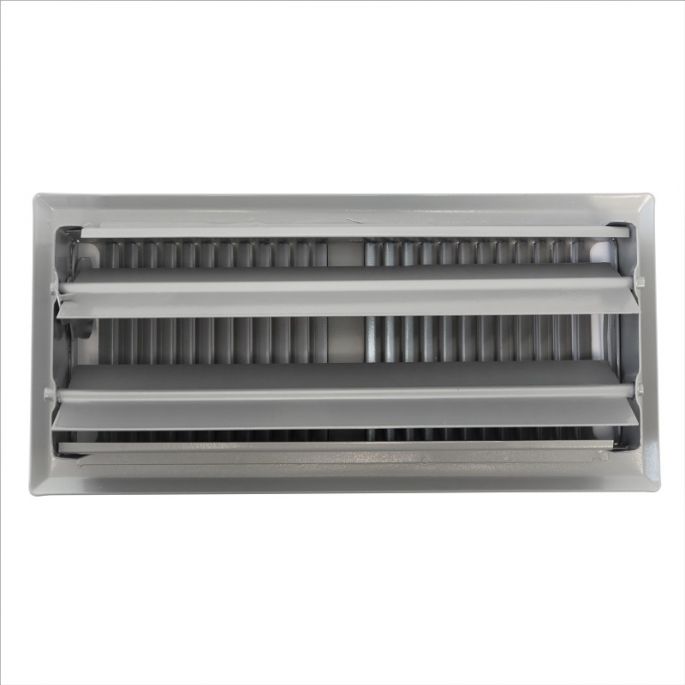 Vloerrooster verstelbaar met vaste schoepen - gatmaat 254 x 102mm - staal - GRIJS RAL9006