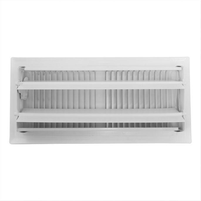Vloerrooster verstelbaar met vaste schoepen - gatmaat 254 x 102mm - staal - WIT RAL9003