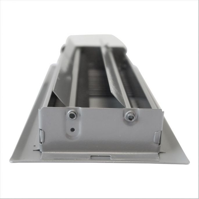 Vloerrooster verstelbaar met vaste schoepen - gatmaat 254 x 102mm - staal - GRIJS RAL9006