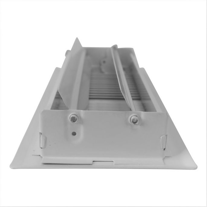 Vloerrooster verstelbaar met vaste schoepen - gatmaat 254 x 102mm - staal - WIT RAL9003