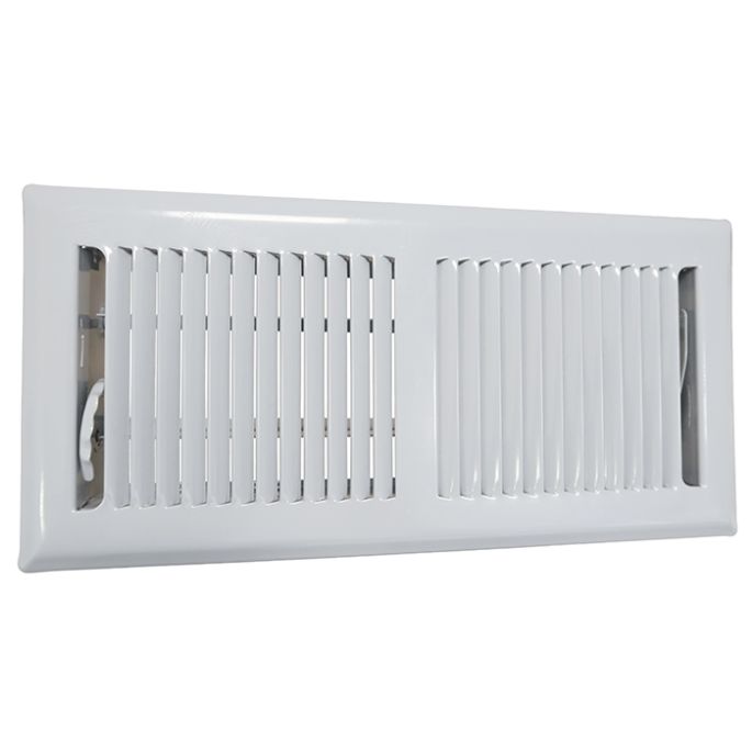 Vloerrooster verstelbaar met vaste schoepen - gatmaat 254 x 102mm - staal - WIT RAL9003