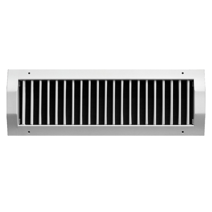 Enkel instelbaar kanaalrooster (buis Ø150mm - Ø400mm) staal 525 x 75mm  - toevoer en afvoer