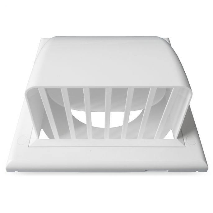 Kunststof gevelkap met klep | wit | achteraansluiting diameter 100 mm