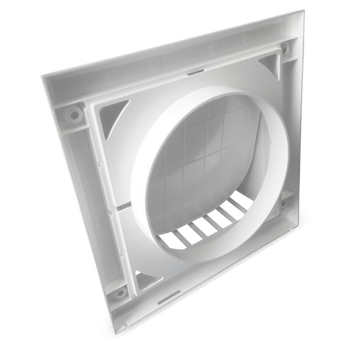 Kunststof gevelkap met klep - Wit - achteraansluiting Ø 150mm