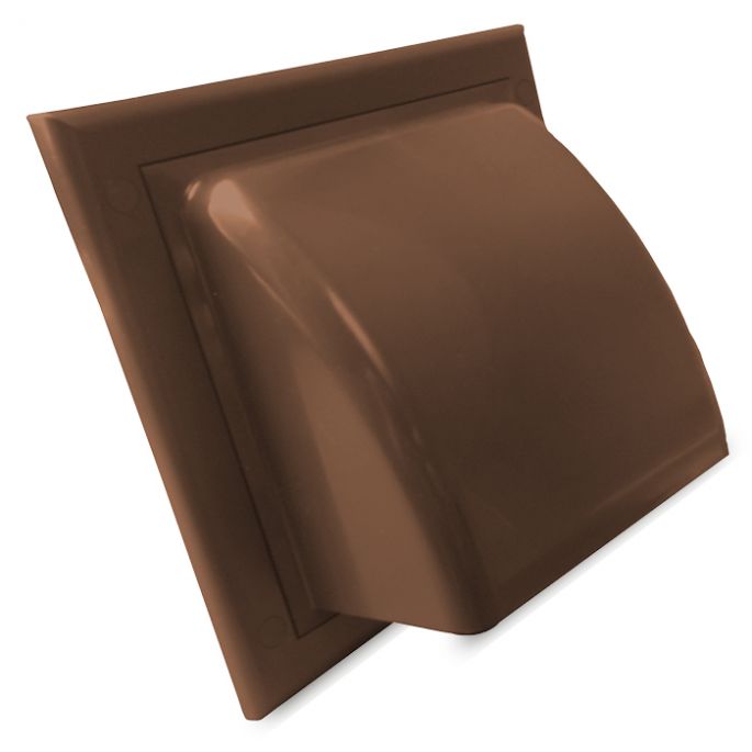 Kunststof gevelkap met klep | bruin | achteraansluiting diameter 125 mm