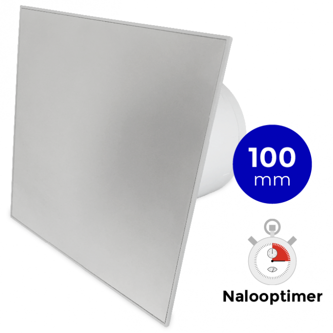 Whisper Pro-Design badkamerventilator - Ø100mm - met nalooptimer - rvs vlak