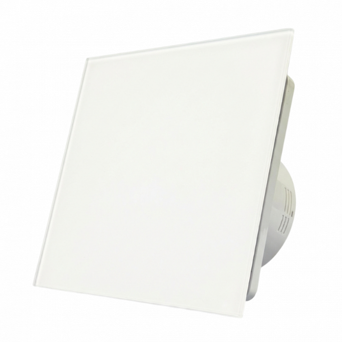 Whisper Pro-Design badkamerventilator - Ø125mm - aan/uit - vlak GLAS - mat wit