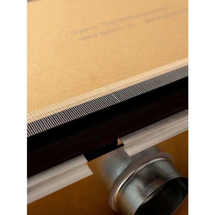 Instucbaar frameloos lijnrooster - 1200mm - ongeïsoleerde plenumbox 2x Ø125mm - AFVOER Instucbaar frameloos lijnrooster - 1200mm - ongeïsoleerde plenumbox 2x Ø125mm - AFVOER