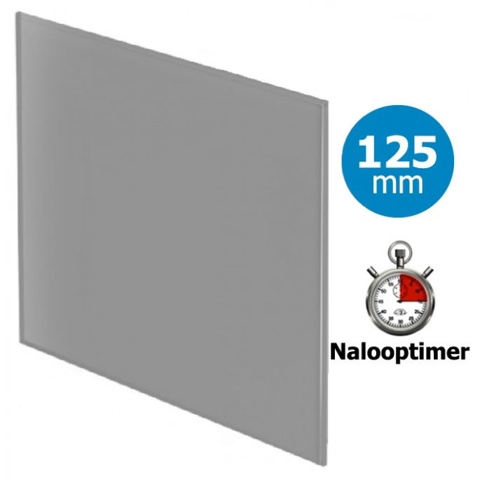 Whisper Pro-Design badkamerventilator - Ø125mm - met nalooptimer - vlak glas - mat grijs