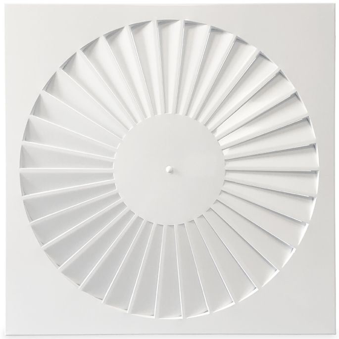 Wervelrooster systeemplafond | afvoer & toevoer | 595 mm x 595 mm | aansluiting diameter 540 mm | staal | RAL 9016 Wervelrooster systeemplafond | afvoer & toevoer | 595 mm x 595 mm | aansluiting diameter 540 mm | staal | RAL 9016