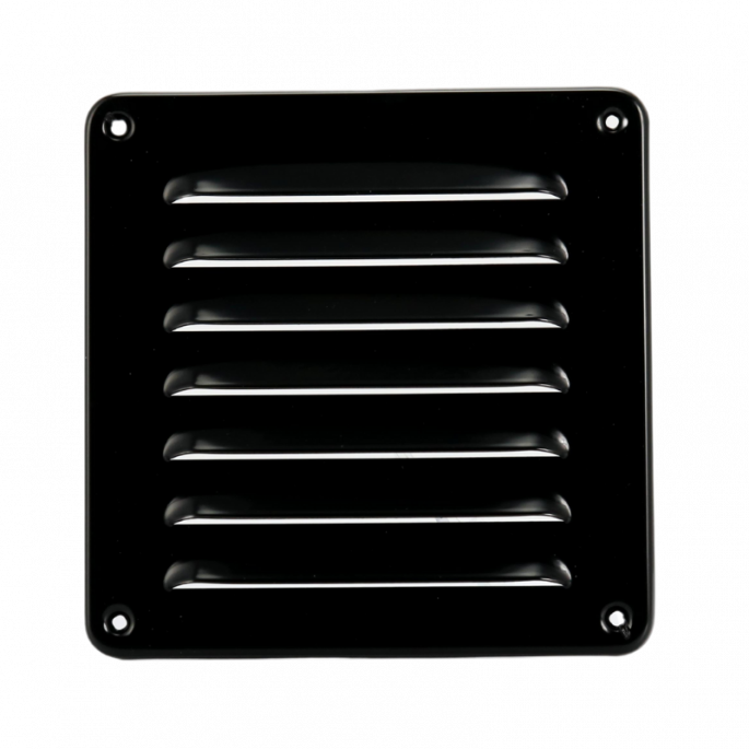 Aluminium schoepenrooster opbouw 195 x 195mm - Zwart (1-2020Z)