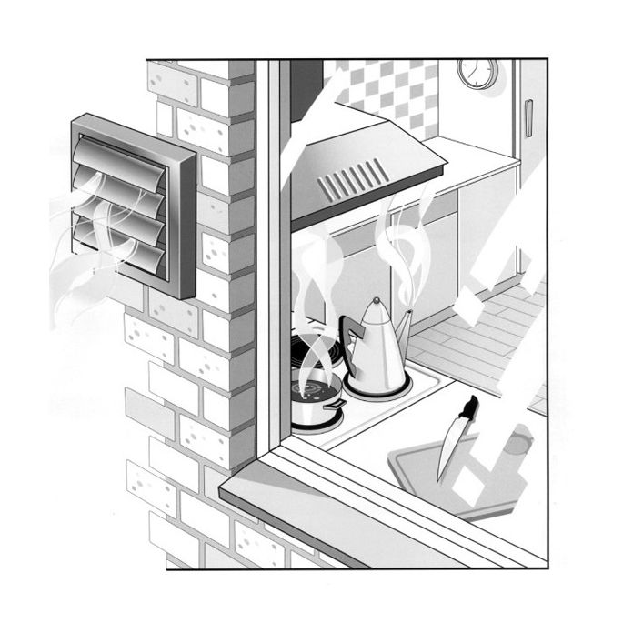 Overdrukrooster opbouw (BxH) 328 x 328mm - aluminium - naturel geanodiseerd