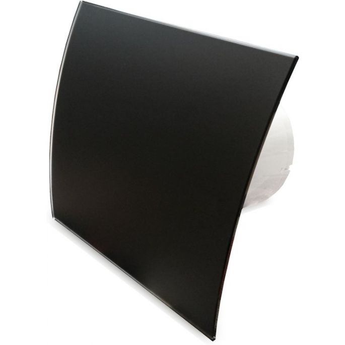 Pro-Design badkamer/toilet ventilator - STANDAARD (KW100) - Ø100mm - gebogen GLAS - mat zwart