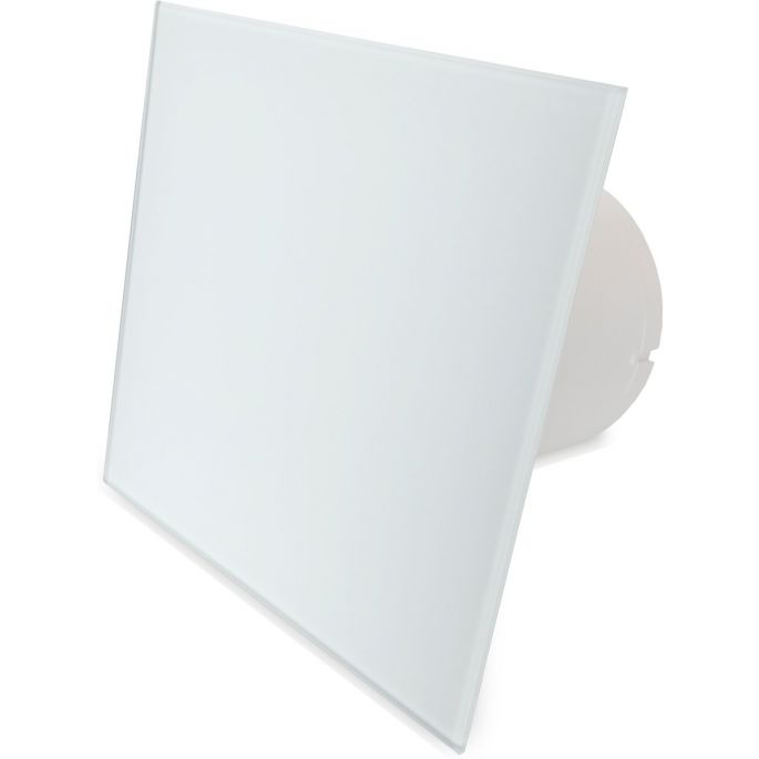 Pro-Design badkamer/toilet ventilator - STANDAARD (KW125) - Ø125mm - vlak GLAS - mat wit