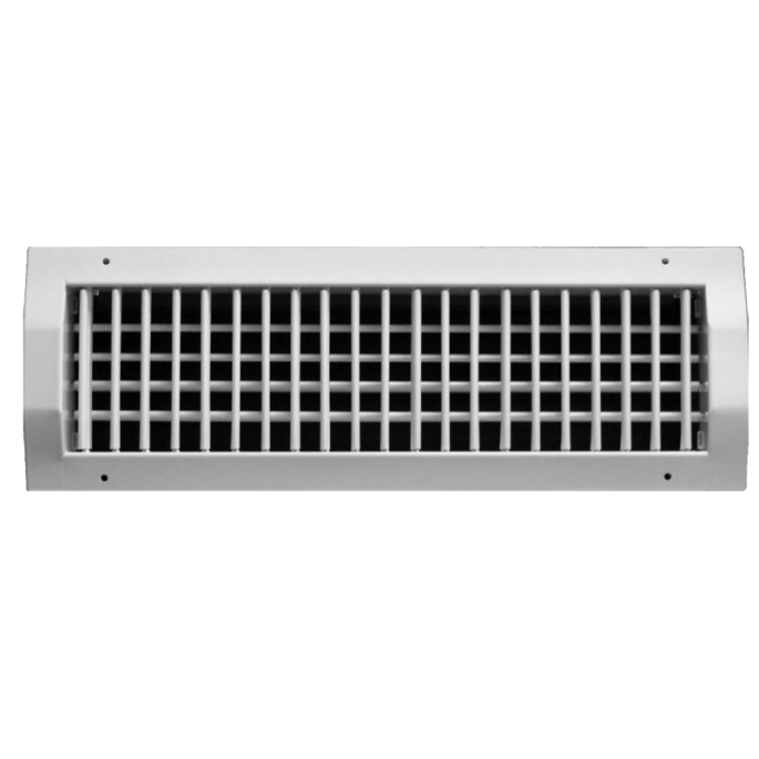 Dubbel instelbaar kanaalrooster (buis Ø150mm - Ø400mm) staal 625 x 75mm - toevoer