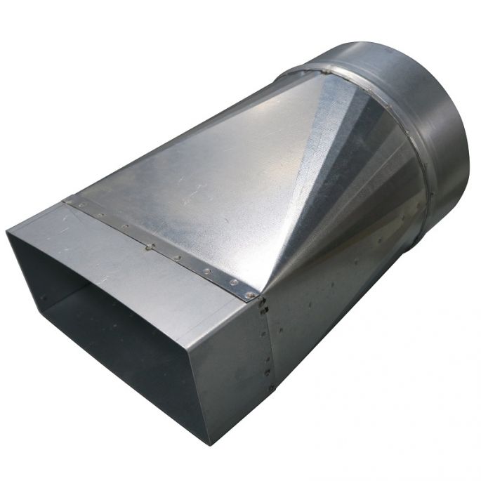 Verloopstuk asymmetrisch | 170 x 70mm naar rond diameter 125 mm