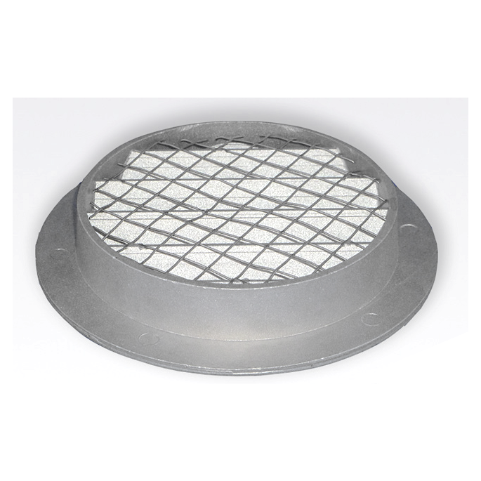Rond buitenluchtrooster aluminium Ø 100mm met grofmazig gaas - hoge doorlaat Rond buitenluchtrooster aluminium Ø 100mm met grofmazig gaas - hoge doorlaat