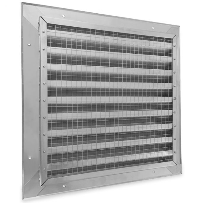 Buitenmuurrooster inbouwmaat (BxH) 400 x 400mm - RVS 304 Buitenmuurrooster inbouwmaat (BxH) 400 x 400mm - RVS 304
