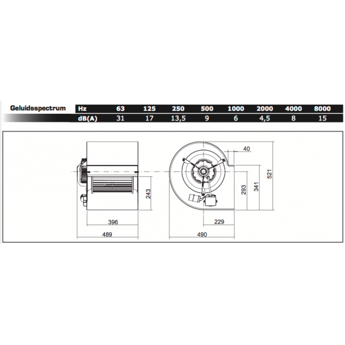 Chaysol Centrifugaal ventilator 12/12 CM/AL 736W/6P - 5400m3/h, 8.2A Chaysol Centrifugaal ventilator 12/12 CM/AL 736W/6P - 5400m3/h, 8.2A