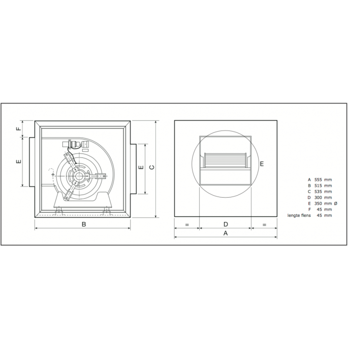 Chaysol airbox boxventilator | type compacta (UPE 9/9) | 2200 m3/h | 355 mm