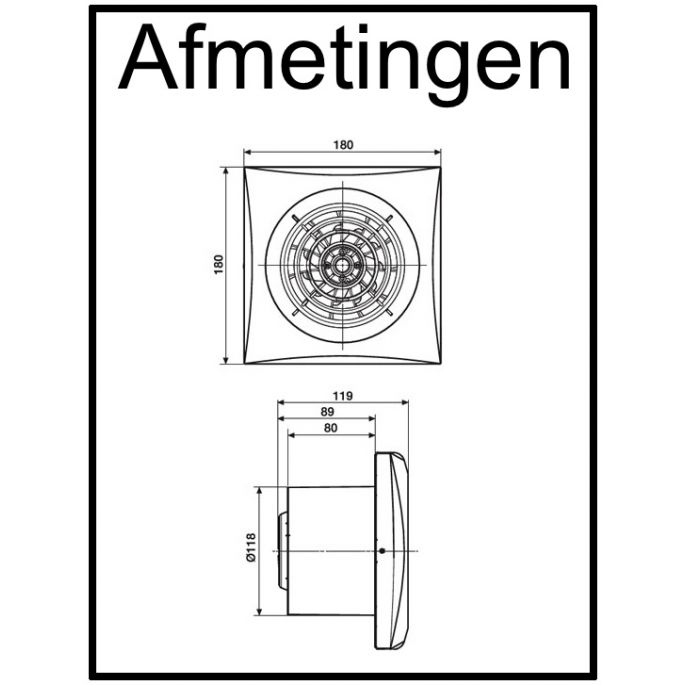S&P badkamerventilator | SILENT200CHZ | diameter 120 mm | met timer en vochtsensor