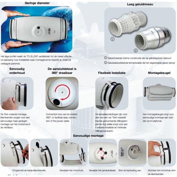 Soler & Palau Buisventilator TD-250/100 Silent, aansluitdiameter 100mm