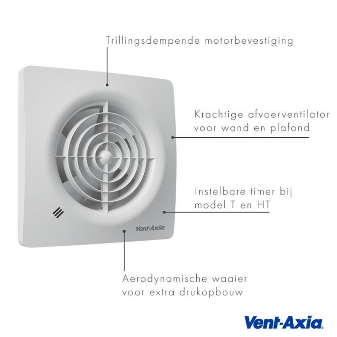 Vent-Axia Supra 100TM badkamerventilator - timer & bewegingssensor - 97 m3/h - Ø100mm Vent-Axia Supra 100TM badkamerventilator - timer & bewegingssensor - 97 m3/h - Ø100mm