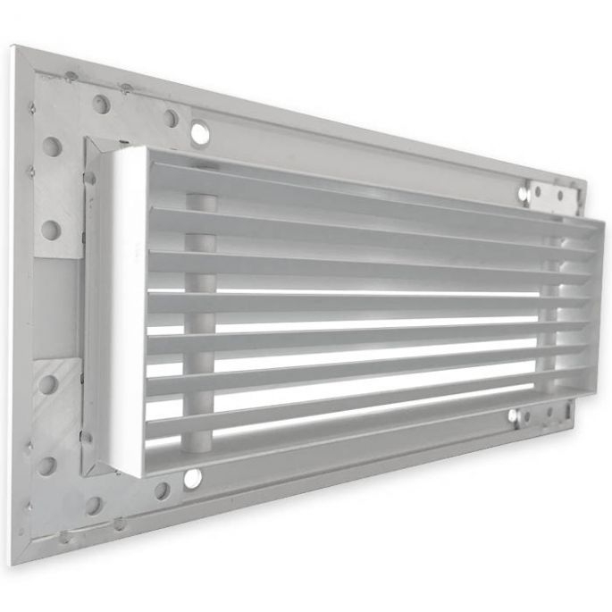 Tabletrooster inbouw voor gatmaat 220 x 80 mm | 45° lamellen | aluminium