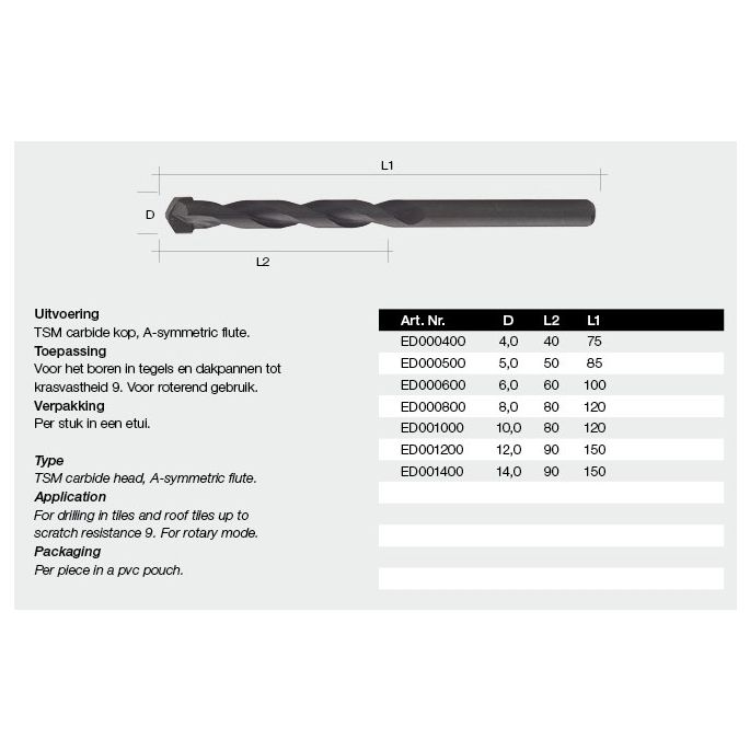 Tegelboor TSM | 4 mm