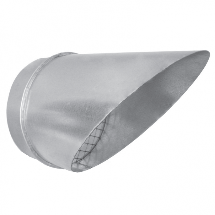 Uitblaasstuk | 45º diameter 400 mm | met gaas Uitblaasstuk | 45º diameter 400 mm | met gaas