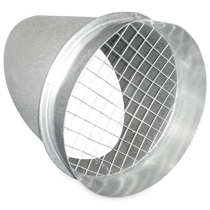 Uitblaasstuk | 45º diameter 150 mm | met gaas Uitblaasstuk | 45º diameter 150 mm | met gaas