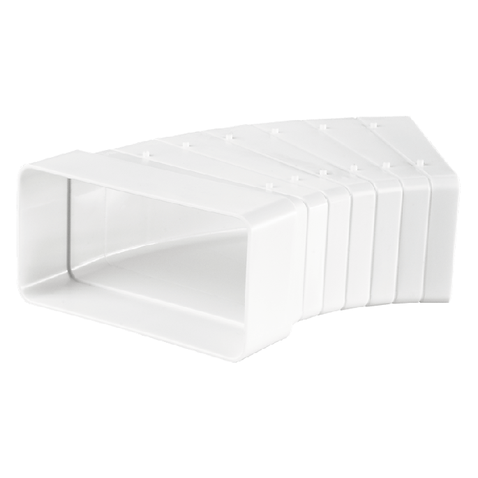 Kunststof variabele bocht 3° t/m 48° - 204 x 60mm - WIT Kunststof variabele bocht 3° t/m 48° - 204 x 60mm - WIT