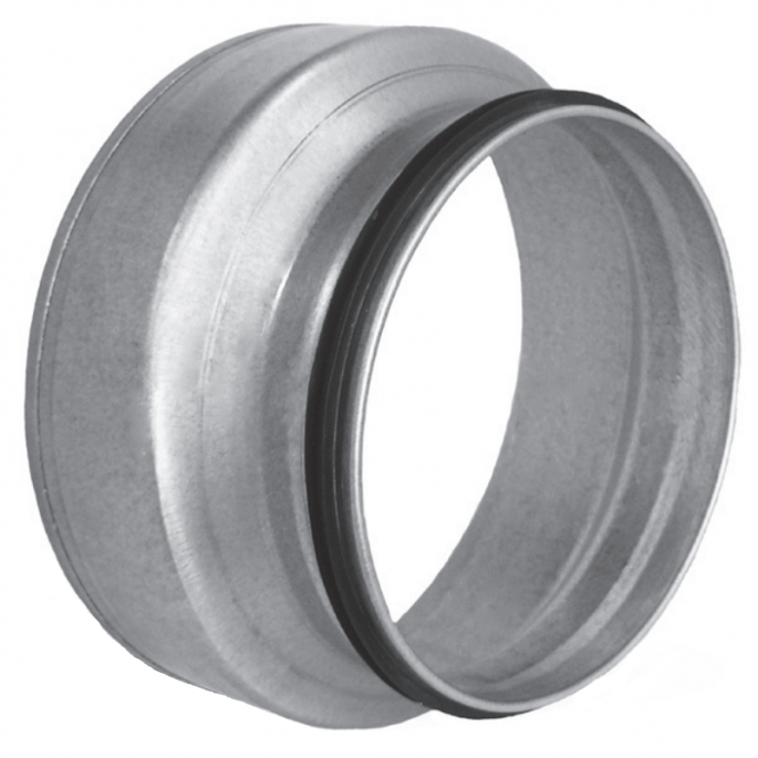 Verloopstuk van hulpstuk Ø 160mm naar spirobuis Ø 125mm met afdichtingsrubber