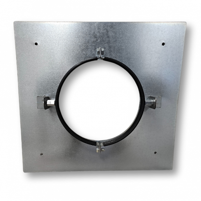 Verdiepingsondersteuning voor spirobuis Ø 150mm - staal - met rubber inlage Verdiepingsondersteuning voor spirobuis Ø 150mm - staal - met rubber inlage