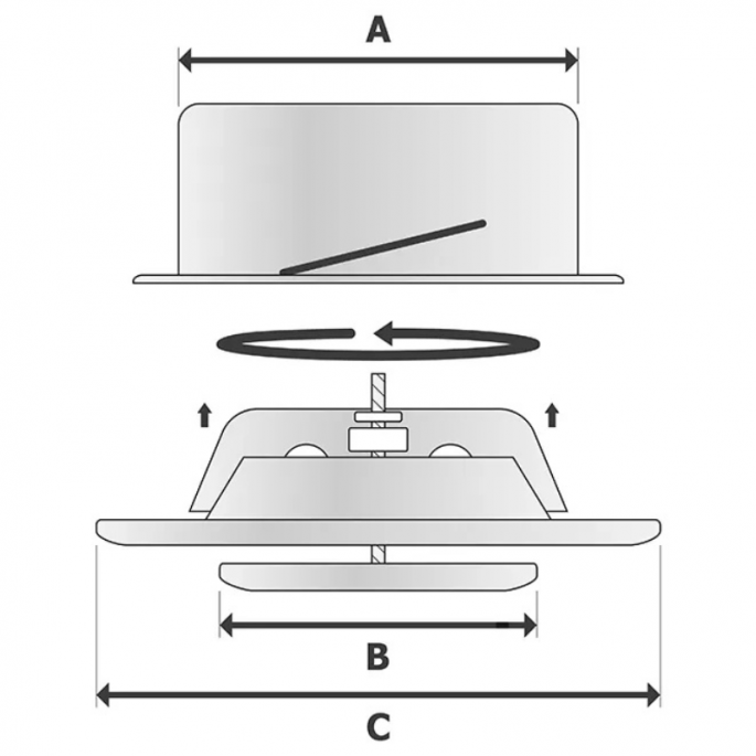 Luchtventiel | afvoer & toevoer | diameter 150 mm | geborsteld RVS